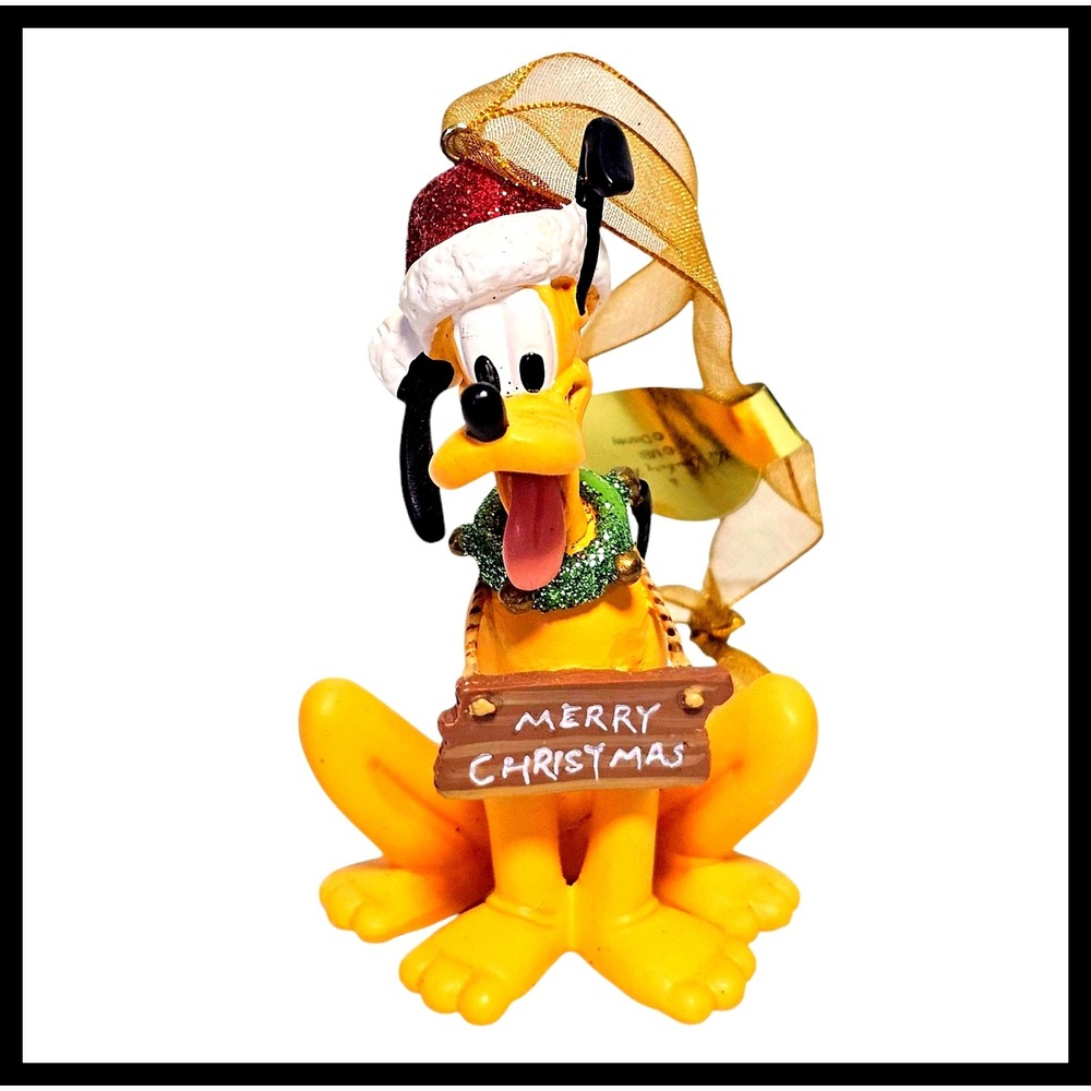Disney Danbury Mint Pluto Christmas Ornament‎ Holiday Decor Santa Hat